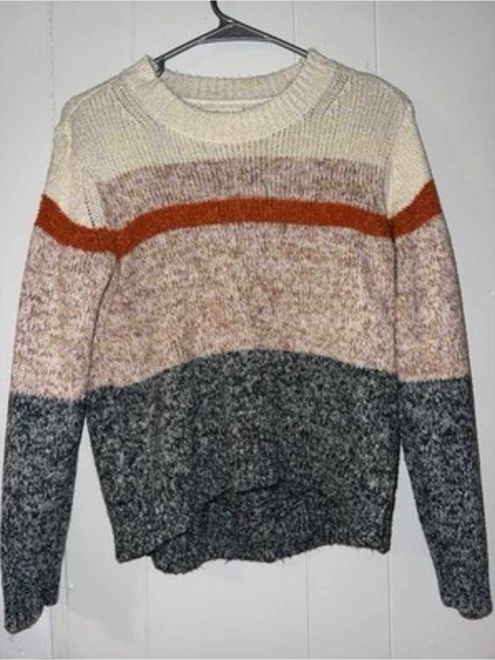 Lou & Grey Cozy Colorblock Crewneck Sweater - Cream, Rust & Gray